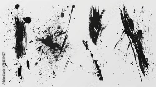Gritty ink splatter brushes and strokes for artistic designs with raw creative elements