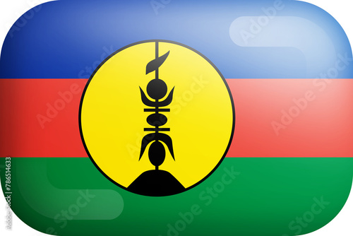 New Caledonia Official National Flag Isolated 3D Glossy Rounded Icon