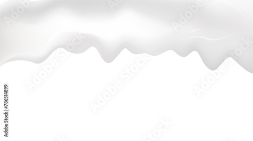 Milk cream vector high quality texture with shadow isolated on white background. Melted white creamy milkshake border template