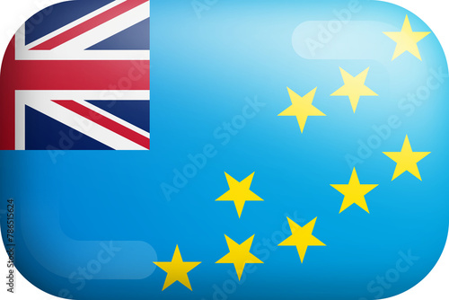 Tuvalu Official National Flag Isolated 3D Glossy Rounded Icon © yamonstro