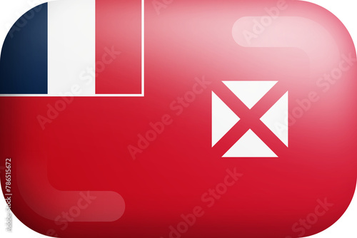 Wallis And Futuna Islands National Flag Isolated 3D Glossy Rounded Icon © yamonstro