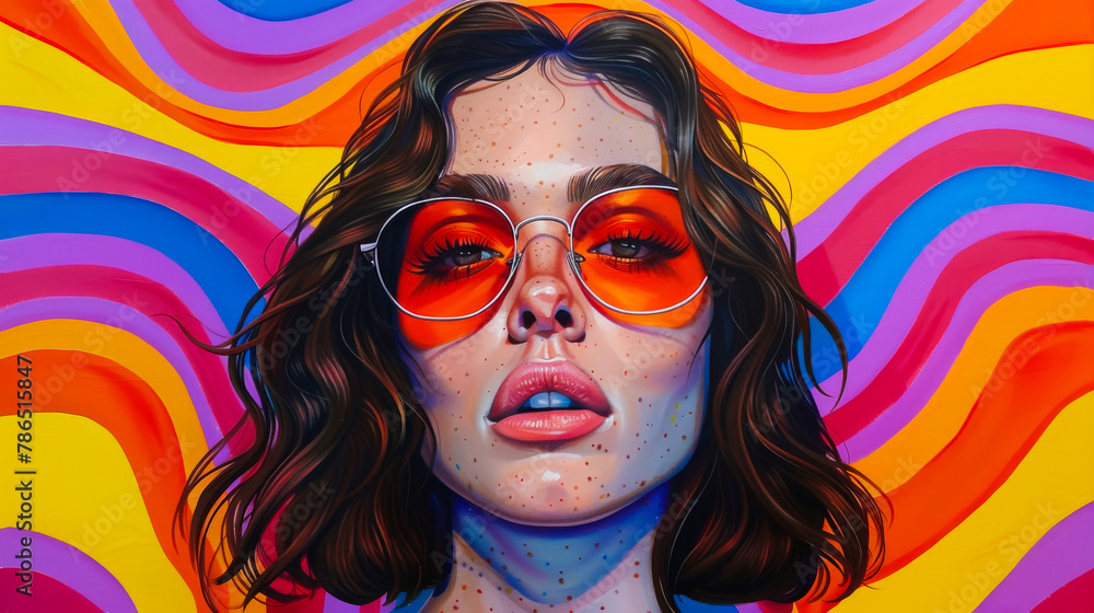 Vibrant Acrylic Painting of Woman on Rainbow Background
Vibrant Acrylic Painting of Woman on Rainbow Background