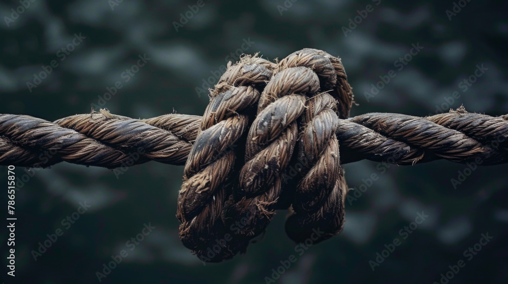 A close-up of a knotted rope, symbolizing the feeling of unity and strength A close-up of a knotted rope, symbolizing the feeling of unity and strength