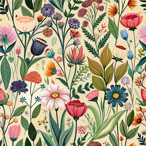 seamless pattern with tulips #786515895