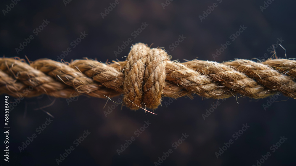 A close-up of a knotted rope, symbolizing the feeling of unity and strength A close-up of a knotted rope, symbolizing the feeling of unity and strength