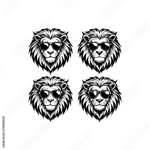 lion head with sunglasess vector