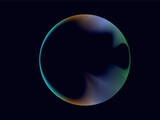 Abstract circle round frame by lines wavy flowing blue green gradient isolated on black background. Vector in concept modern.eps10