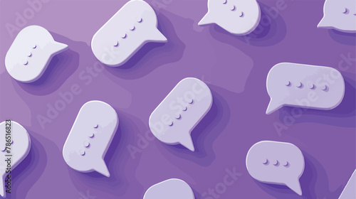 3D white speech bubble icon set on a purple background