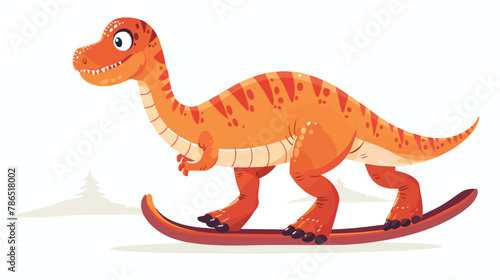 A charming cartoon dinosaur skating isolated