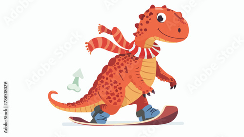 A charming cartoon dinosaur skating isolated © Megan