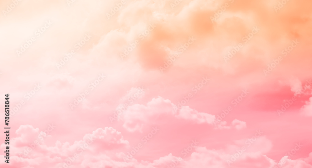 Pink Sky Cloud Background Color Yellow Abstract Sunset Landscape Pastel weather Light Warm Morning Wallpaper Freedom Summer Winter, Mockup Cosmetic Environment, Heaven Dramatic Sunlight Dusk Beautiful
