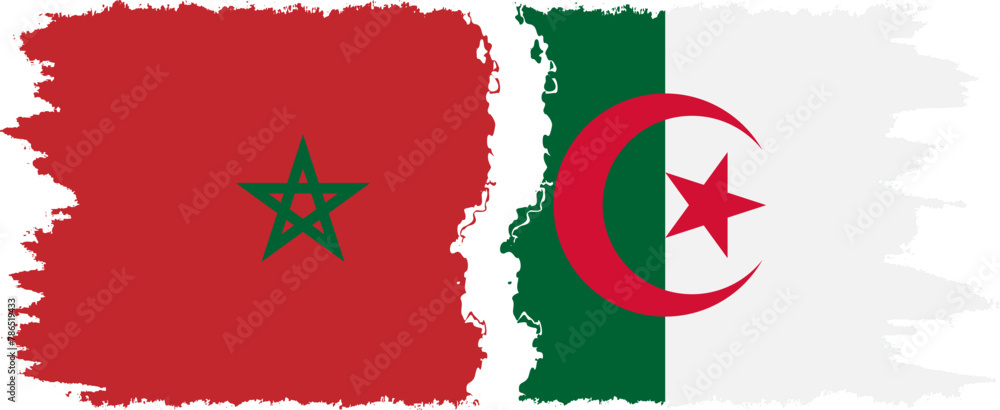 Algeria and Morocco grunge flags connection vector Algeria and Morocco grunge flags connection vector