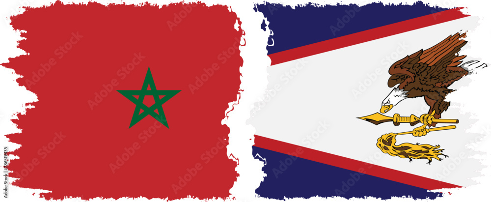 American Samoa and Morocco grunge flags connection vector American Samoa and Morocco grunge flags connection vector