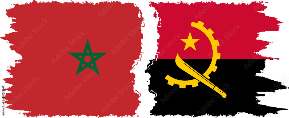 Angola and Morocco grunge flags connection vector Angola and Morocco grunge flags connection vector