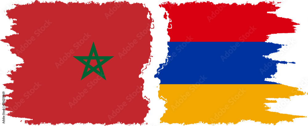Armenia and Morocco grunge flags connection vector Armenia and Morocco grunge flags connection vector