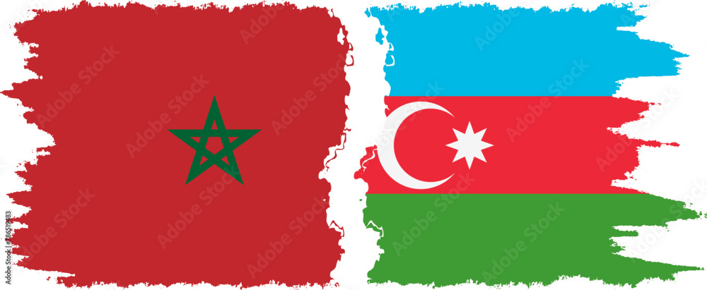 Azerbaijan and Morocco grunge flags connection vector Azerbaijan and Morocco grunge flags connection vector