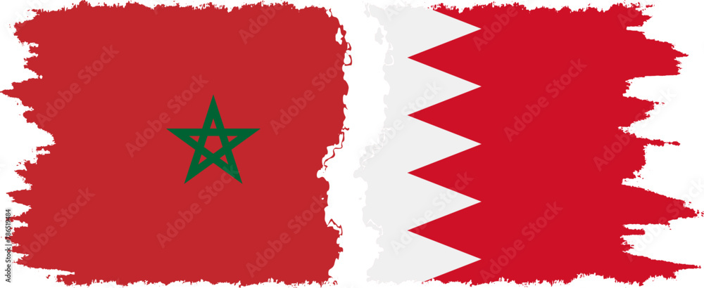 Bahrain and Morocco grunge flags connection vector Bahrain and Morocco grunge flags connection vector