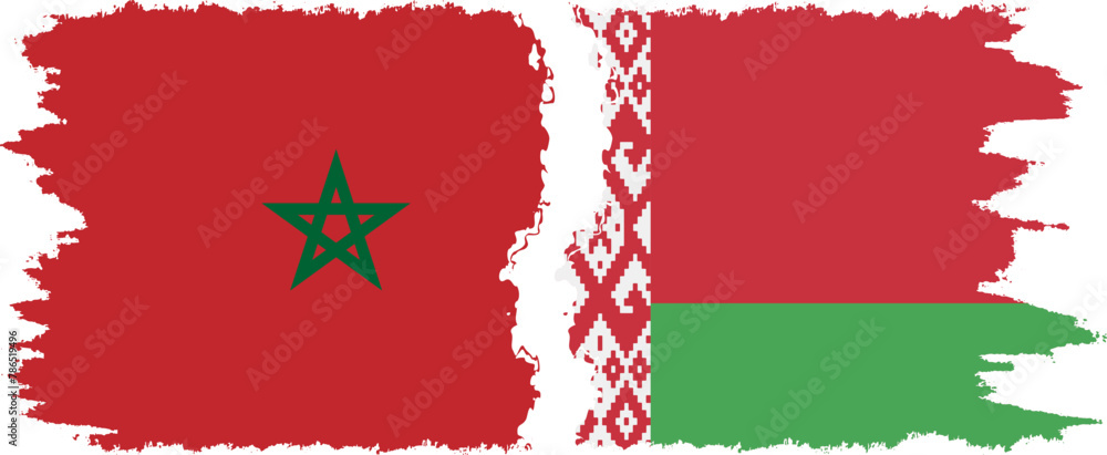 Belarusian and Morocco grunge flags connection vector Belarusian and Morocco grunge flags connection vector