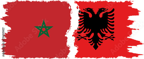 Albania and Morocco grunge flags connection vector