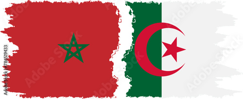 Algeria and Morocco grunge flags connection vector