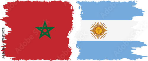 Argentina and Morocco grunge flags connection vector