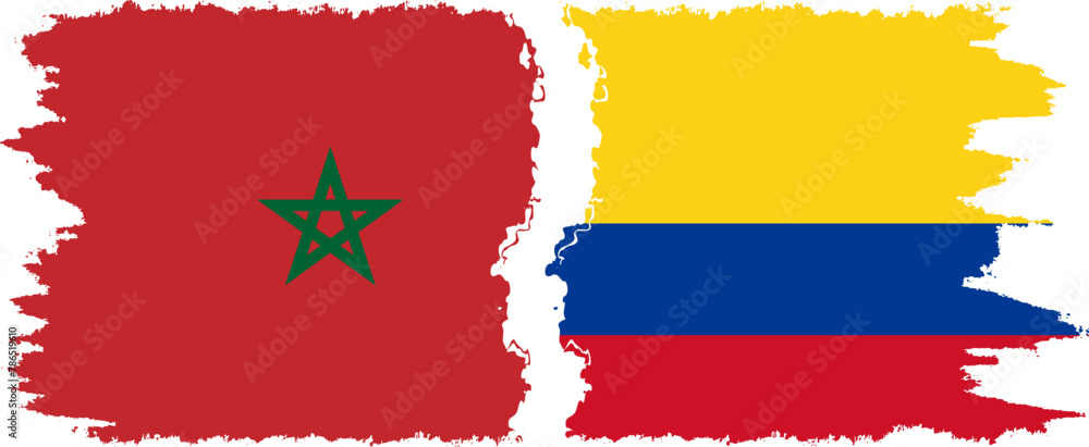 Colombia and Morocco grunge flags connection vector Colombia and Morocco grunge flags connection vector