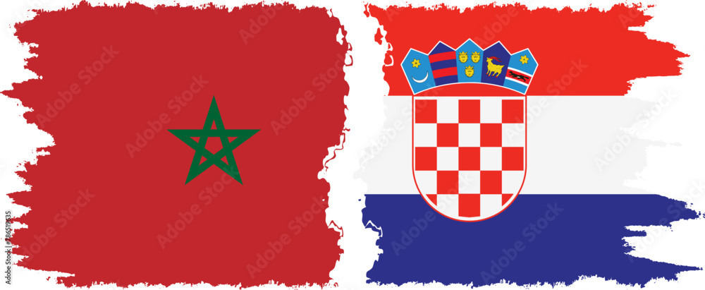 Croatia and Morocco grunge flags connection vector Croatia and Morocco grunge flags connection vector