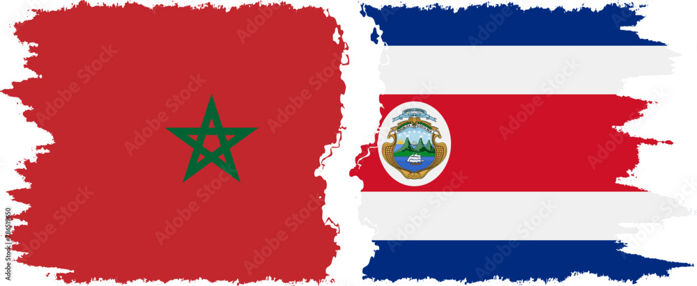 Costa Rica and Morocco grunge flags connection vector Costa Rica and Morocco grunge flags connection vector