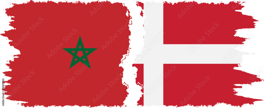 Denmark and Morocco grunge flags connection vector Denmark and Morocco grunge flags connection vector