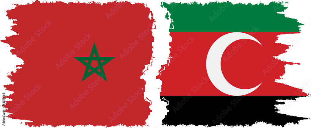 Darfur and Morocco grunge flags connection vector Darfur and Morocco grunge flags connection vector