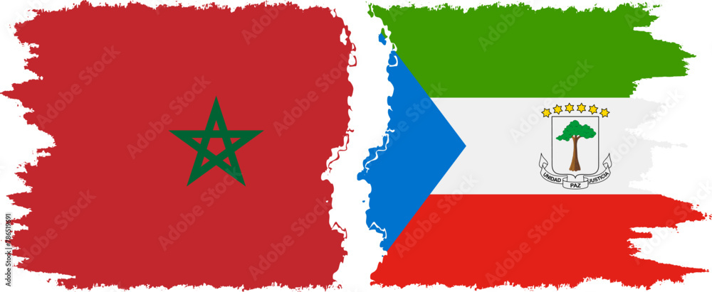 Equatorial Guinea and Morocco grunge flags connection vector Equatorial Guinea and Morocco grunge flags connection vector