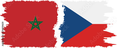 Czech and Morocco grunge flags connection vector