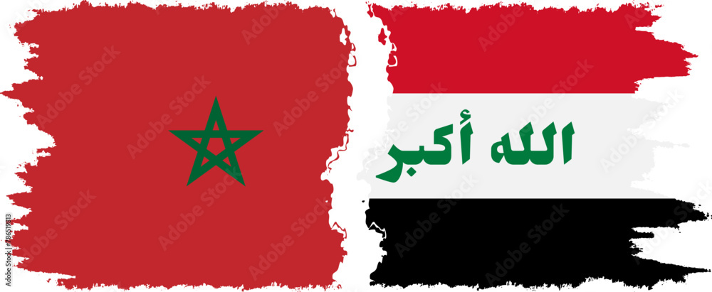 Iraq and Morocco grunge flags connection vector Iraq and Morocco grunge flags connection vector