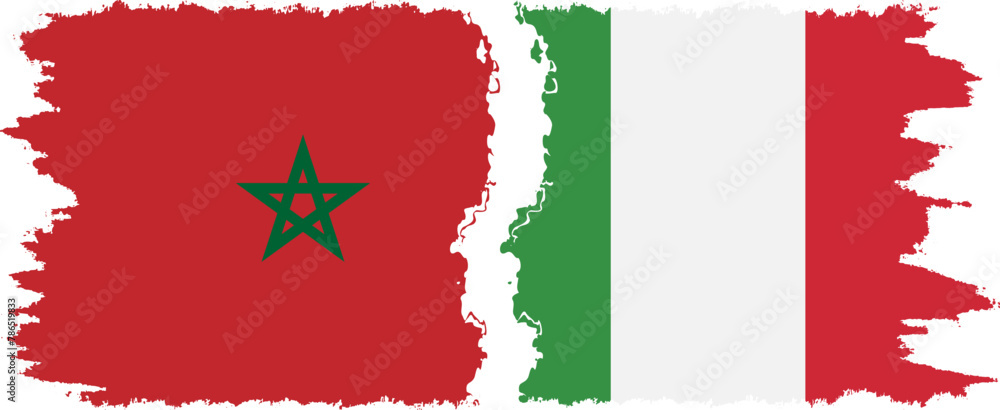 Italy and Morocco grunge flags connection vector Italy and Morocco grunge flags connection vector