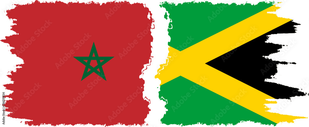 Jamaica and Morocco grunge flags connection vector Jamaica and Morocco grunge flags connection vector