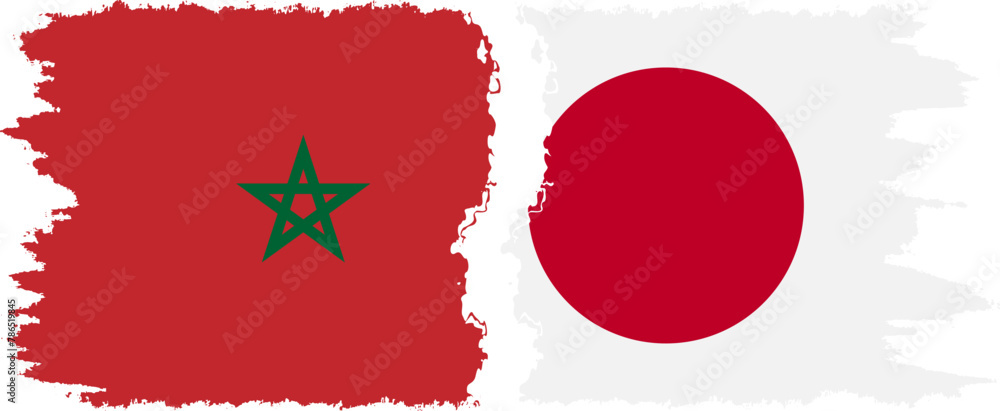 Japan and Morocco grunge flags connection vector Japan and Morocco grunge flags connection vector