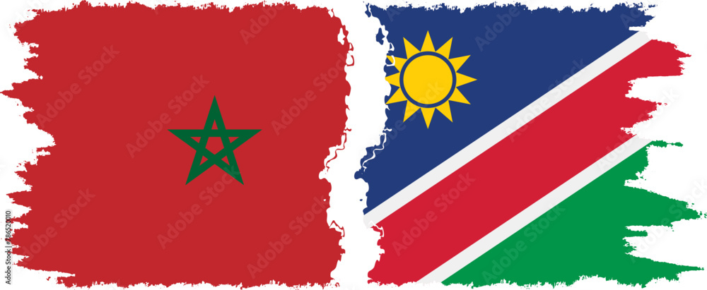Namibia and Morocco grunge flags connection vector Namibia and Morocco grunge flags connection vector