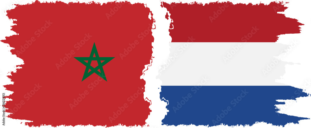 Netherlands and Morocco grunge flags connection vector Netherlands and Morocco grunge flags connection vector