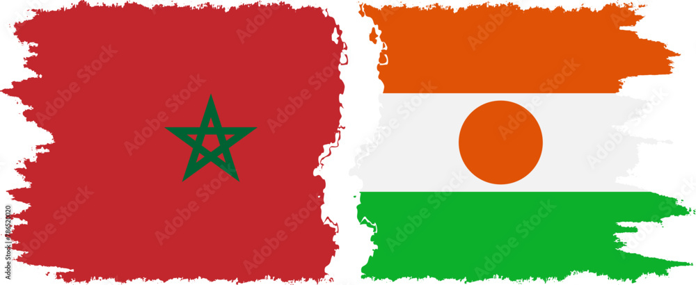 Niger and Morocco grunge flags connection vector Niger and Morocco grunge flags connection vector