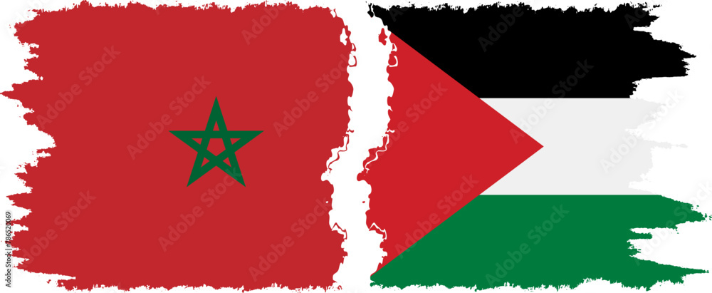 Palestine and Morocco grunge flags connection vector Palestine and Morocco grunge flags connection vector