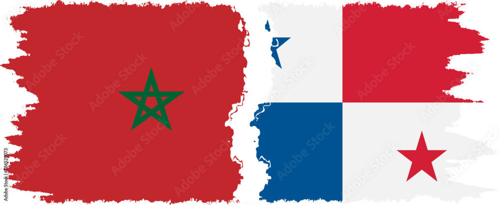 Panama and Morocco grunge flags connection vector Panama and Morocco grunge flags connection vector