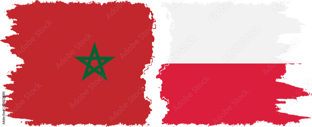 Poland and Morocco grunge flags connection vector Poland and Morocco grunge flags connection vector