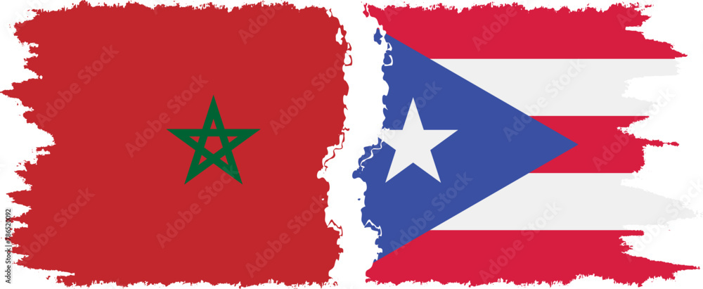 Puerto Rico and Morocco grunge flags connection vector Puerto Rico and Morocco grunge flags connection vector