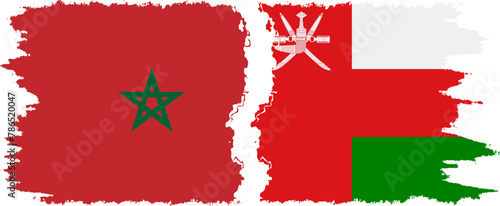 Oman and Morocco grunge flags connection vector