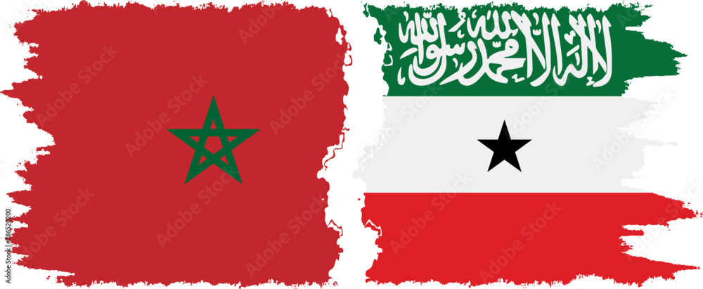 Somaliland and Morocco grunge flags connection vector Somaliland and Morocco grunge flags connection vector