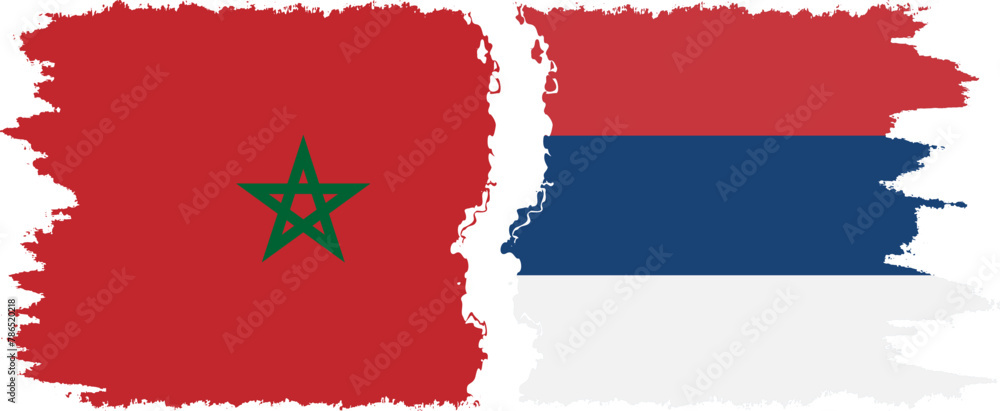 Serbia and Morocco grunge flags connection vector Serbia and Morocco grunge flags connection vector
