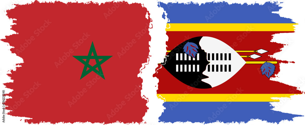 eSwatini and Morocco grunge flags connection vector eSwatini and Morocco grunge flags connection vector