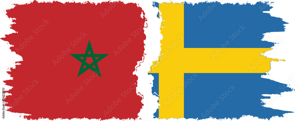 Sweden and Morocco grunge flags connection vector Sweden and Morocco grunge flags connection vector