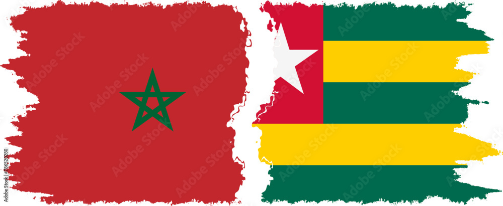 Togolese Republic and Morocco grunge flags connection vector Togolese Republic and Morocco grunge flags connection vector