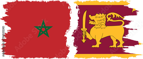 Sri Lanka and Morocco grunge flags connection vector